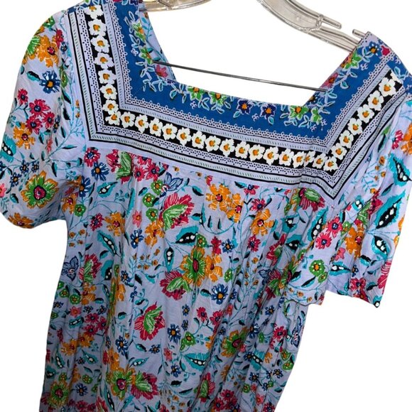 Expressions Catalogue as new blue French Provencal floral print mumu M India - Picture 5 of 5